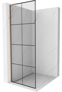 Mexen Kioto L, paravan de duș walk-in 90 x 200 cm, 8 mm model negru din sticlă transparentă, profil cupru mat, 800-090-103-65-77