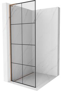 Mexen Kioto L, paravan de duș walk-in 80 x 200 cm, sticlă transparentă 8 mm model negru, profil auriu roz, 800-080-103-60-77