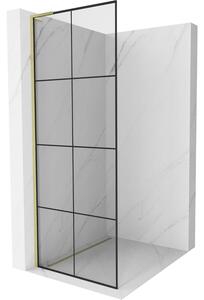 Mexen Kioto L, paravan de dus walk-in 90 x 200 cm, 8 mm sticla transparenta model negru, profil auriu mat, 800-090-103-55-77