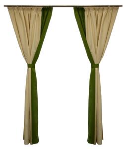 Set draperii Velaria suet verde cu ivoire, 2x145x250 cm