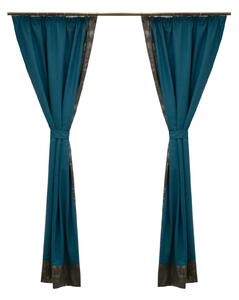Set draperii Velaria suet turcoaz cu gri, 2x120x250 cm