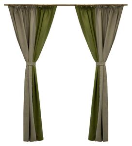 Set draperii Velaria suet verde cu gri, 2x140x240 cm