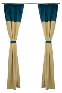Set draperii Velaria suet ivoire cu turcoaz, 2x100x250 cm