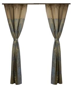 Set draperii Velaria tafta turcoaz cu bej, 2x115x240 cm
