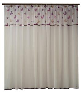 Perdea Velaria in ivoire cu fluturi mov, 335x175 cm
