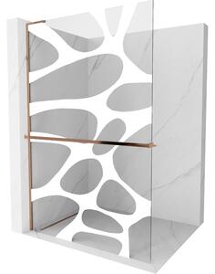Mexen Kioto+ L, paravan de dus walk-in cu polita si cuier 120 x 200 cm, sticla transparenta 8 mm model alb, profil auriu roz, 800-120-123-60-97