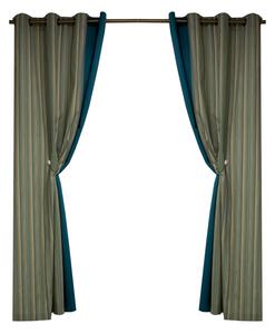 Set draperii Velaria suet turcoaz cu dungi, 2x220x221 cm