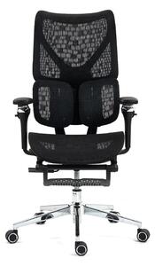 ErgoPro X866 Scaun ergonomic, Sezut Translatie, cotiere 6D, Tetiera 3D, Spătar reglabil pe 5 trepte, Suport lombar 3-Zone, Suport picioare, Baza Metalica, Full Mesh, Negru
