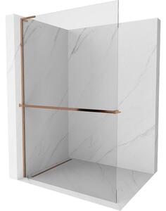 Mexen Kioto+ L, paravan de dus walk-in cu polita si cuier 60 x 200 cm, sticla transparenta 8 mm, profil auriu roz, 800-060-123-60-00