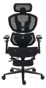 ErgoMesh X863 Scaun ergonomic, Sezut Translatie, cotiere 6D, Tetiera 3D, Suport lombar automat, Suport picioare, Baza Aluminiu, Full Mesh, Negru