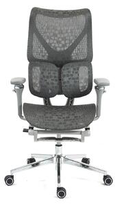 ErgoPro X866 Scaun ergonomic, Sezut Translatie, cotiere 6D, Tetiera 3D, Spătar reglabil pe 5 trepte, Suport lombar 3-Zone, Suport picioare, Baza Metalica, Full Mesh, Gri