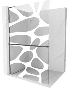 Mexen Kioto+ L, Masa de dus Walk-In cu polita si cuier 100 x 200 cm, model sticla transparenta 8 mm alb, profil grafit, 800-100-123-66-97