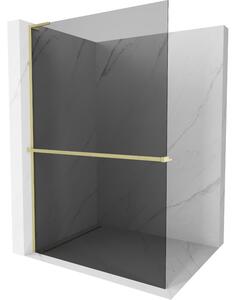 Mexen Kioto+ L, paravan de dus walk-in cu polita si cuier 70 x 200 cm, sticla gri 8 mm, profil auriu mat, 800-070-123-55-40