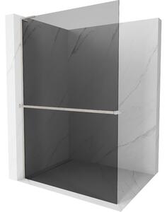 Mexen Kioto+ L, paravan de dus walk-in cu polita si cuier 80 x 200 cm, sticla gri 8 mm, profil din otel periat, 800-080-123-97-40