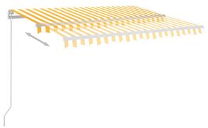 Copertină automată cu senzor vânt & LED, galben/alb, 3,5x2,5 m