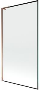 Mexen Next L, paravan de baie cu 1 aripă 100 x 150 cm, model sticlă transparentă-negru de 6 mm, profil auriu roz, 895-100-000-03-70-60