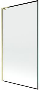 Mexen Next L, paravan de baie cu 1 aripă 100 x 150 cm, model sticlă transparentă-negru de 6 mm, profil auriu mat, 895-100-000-03-70-55