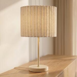 Lindby Lampa de masă Libbie, înălțime 45 cm, pânză, crem, soclu E27, Bej, Camera de zi / sufragerie, Țesătură / Textil