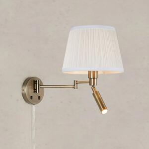Markslöjd Aplică de perete Pivot, alb natural/culoare alamă, 43 cm, 2 becuri., Auriu / Alamă, Camera de zi / sufragerie, Țesătură / Textil
