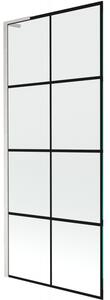 Mexen Next L, paravan de baie cu 1 aripă 80 x 150 cm, model sticlă transparentă de 6 mm negru, sticlă transparentă de 6 mm, profil din oțel periat, 8…