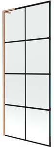 Mexen Next L, paravan de baie cu 1 aripă 80 x 150 cm, model sticlă transparentă-negru de 6 mm, profil cupru, 895-080-000-03-77-65