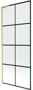 Mexen Next L, paravan de baie cu 1 aripă 80 x 150 cm, model sticlă transparentă-negru de 6 mm, profil auriu mat, 895-080-000-03-77-55