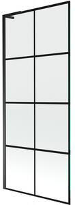 Mexen Next L, paravan de baie cu 1 aripă 80 x 150 cm, model sticlă transparentă-negru de 6 mm, profil negru, 895-080-000-03-77-70