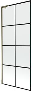 Mexen Next L, paravan de baie cu 1 aripă 80 x 150 cm, model sticlă transparentă-negru de 6 mm, profil auriu strălucitor, 895-080-000-03-77-50
