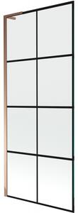 Mexen Next L, paravan de baie cu 1 aripă 80 x 150 cm, model sticlă transparentă-negru de 6 mm, profil auriu roz, 895-080-000-03-77-60