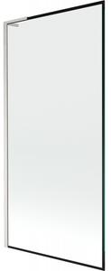 Mexen Next L, paravan de baie cu 1 aripă 90 x 150 cm, model sticlă transparentă de 6 mm negru, sticlă transparentă de 6 mm, profil din oțel periat, 895-090-000-03-70-97