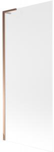Mexen Next L, paravan de baie cu 1 aripă 80 x 150 cm, sticlă mată 6 mm, profil auriu roz, 895-080-000-03-30-60