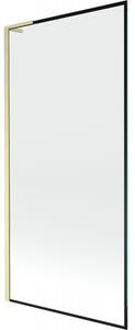 Mexen Next L, paravan de baie cu 1 aripă 90 x 150 cm, model sticlă transparentă-negru de 6 mm, profil auriu mat, 895-090-000-03-70-55