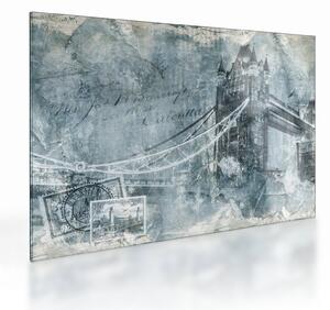 Tablou pe sticlă - Tower Bridge în tonuri reci (70x50 cm)