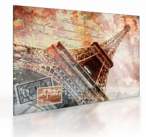 Tablou pe sticlă - Turnul Eiffel în stil vintage (70x50 cm)
