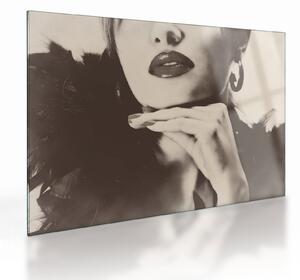 Tablou pe sticlă - Vintage, poza unei femei (70x50 cm)
