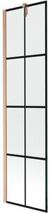 Mexen Next, paravan de baie cu 1 aripă 50 x 150 cm, sticlă transparentă de 6 mm - model negru, cupru mat, 895-050-000-00-70-77