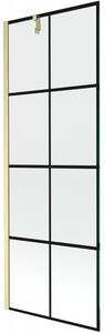 Mexen Next, paravan de baie cu 1 aripă 70 x 150 cm, sticlă transparentă de 6 mm - model negru, auriu mat, 895-070-000-00-77-55