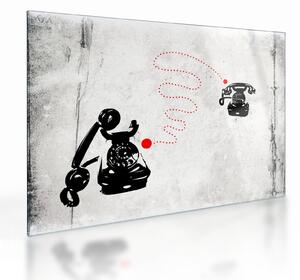 Tablou pe sticlă - Desen de telefon în stilul lui Banksy (70x50 cm)
