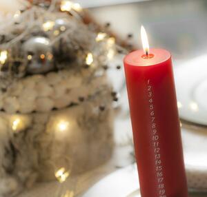 Lumânare de Advent cu numere Unipar, timp de ardere 70 h, roșu