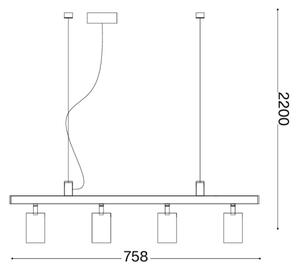 Ideal Lux - Pendul LED DYNAMITE pe cablu 4xGU10/7W/230V CRI 90 negru