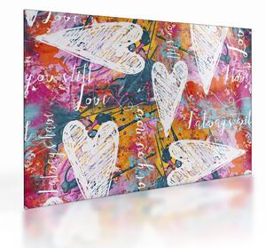 Tablou pe sticlă - Inima pe un fundal abstract (70x50 cm)
