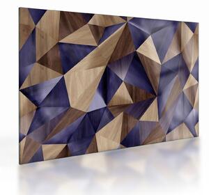 Tablou pe sticlă - 3D triunghiuri de lemn (70x50 cm)