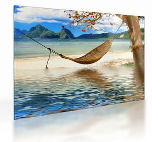 Tablou pe sticlă - Relax la plajă (70x50 cm)