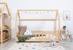 Pat caseta pentru copii cu bariera Tea - natural House bed 190x90 cm