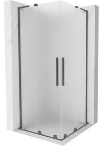 Mexen Velar L Duo, cabină de duș cu ușă glisantă 100 x 100 cm, sticlă mată 8 mm, grafit lustruit, 871-100-100-02-33-95