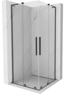 Mexen Velar L Duo, cabină de duș cu ușă glisantă 90 x 90 cm, sticlă transparentă de 8 mm, grafit lustruit, 871-090-090-02-03-95