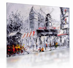 Tablou pe sticlă - Strada din Paris, pictură în ulei (70x50 cm)