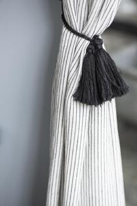 IB Laursen Perdea alba cu dungi negre cu bretele, BLACK STRIPES 140x220 cm