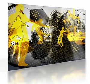 Tablou pe sticlă - Fotbal în marele oraș (70x50 cm)