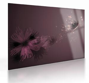 Tablou pe sticlă - Floare și fluture (70x50 cm)